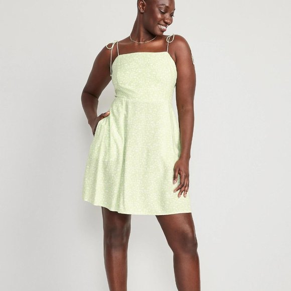 NWT Old Navy Fit & Flare Tie-Strap Floral Mini Dress for Women - Picture 4 of 7